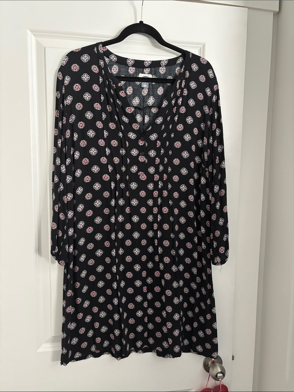 Black Print Women's Dress - Casual
